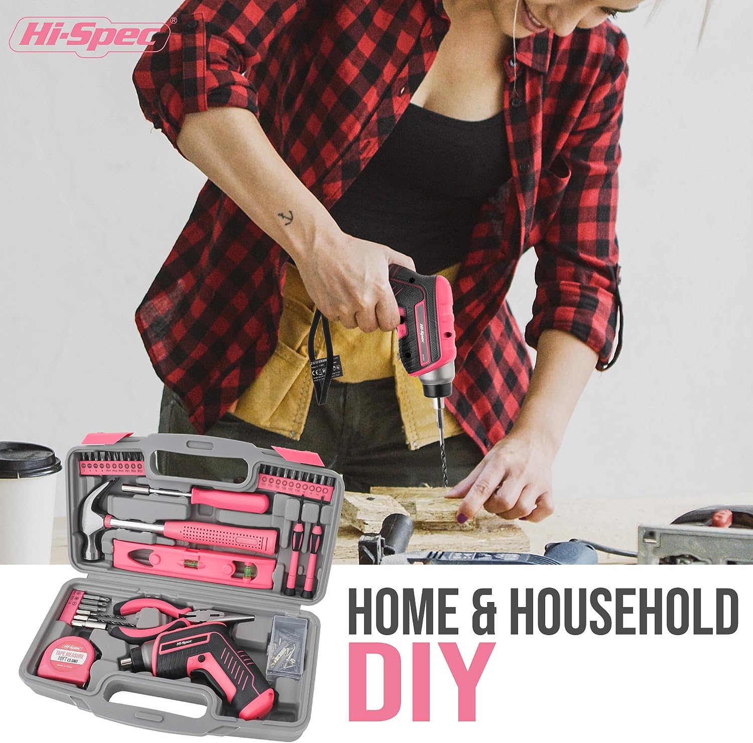 Hi-Spec 35pc Pink Electric Screwdriver Kit, USB Rechargeable photo 4