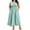 Blue, variant on Plus Size Maxi Dress, Solid Neck Smocked Bodice, Flowy Short Sleeve Casual With Pockets Blue L