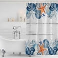 thumbnail image 6 of 54x78 Inch Shower Curtain Decorative Summer Coastal Bathtub Bath Curtains Waterproof Bathroom Decor, Sea Ocean Starfish Shells Coral Conch Wood Gray Small Stall Shower Curtain Set with 12 Hooks, 6 of 7