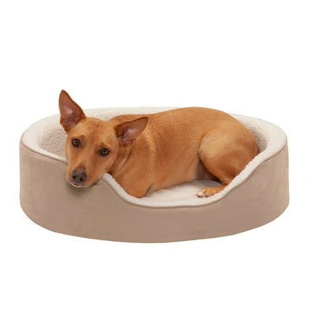 UPC: 0815181024567 | FurHaven Pet Products Faux Sheepskin & Suede Oval Pet Bed for Dogs & Cats – Clay  Large