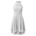 thumbnail image 5 of Womens Crew Neck Long Sleeve Spring Fall Dresses,Women's Solid Color Sexy Off The Shoulder Sleeveless Round Neck Hanging Neck A-line Dress White, 5 of 5