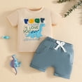 thumbnail image 5 of Toddler Baby Boy Summer Clothes 6 12 18 24 Months 2T 3T Short Sleeve Embroidery T Shirt Tops and Elastic Waist Shorts Set, 5 of 7