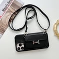 thumbnail image 1 of IPhone 13 Phone Case for iPhone 12Pro max Litchi Pattern Card Bag Lanyard Phone Case Letter H Trendy Brand, 1 of 1