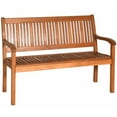 thumbnail image 1 of Pemberly Row 50" Eucalyptus Two Person Outdoor Garden Bench w/ Armrest - Natural, 1 of 11