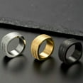 thumbnail image 4 of 9.5mm Silver/Gold/Black Matte Band Men's Gift Titanium Steel Square Ring Sz 7-12, 4 of 9