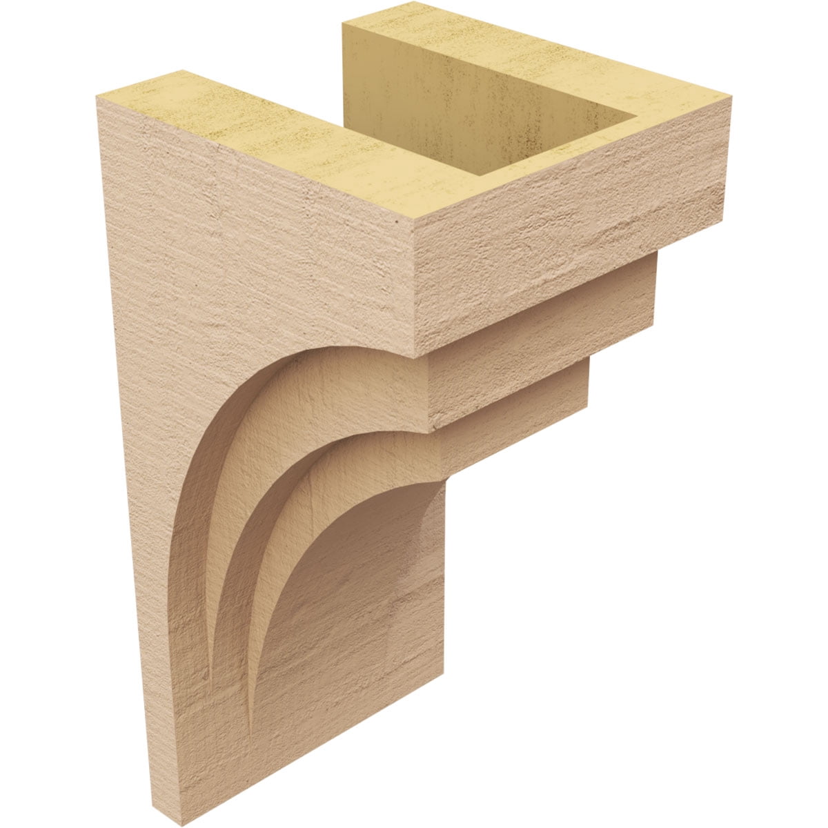 8"W x 8"D x 16"H Wide Rockford Rough Cedar Woodgrain TimberThane Corbel, Primed Tan