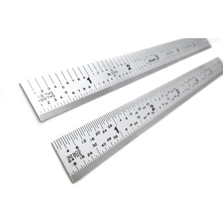 5R Narrow and Flexible (.500 wide x .020 thick) Zero Glare Chrome Stainless Steel 5R Machinist Engineer Ruler/Rule with Graduations in 1/64, 1/32, 1/10, 1/100 Model H-3102A