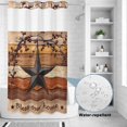 thumbnail image 2 of No Hook Shower Curtain, Texas Star Vintage Shower Curtains for Bathroom with See Through Top Window, Berry Burnt Orange Brown Wooden Waterproof & Washable Bath Curtain Stand Up Stall 36"x72", 2 of 9