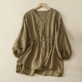 thumbnail image 2 of Towmus V Neck Linen Tshirts for Women Summer Fall 3/4 Sleeve Relaxed Fit Long Basic Tee Shirt Tops, 2 of 5