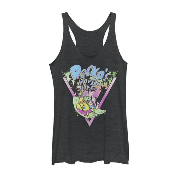 Women's Rocko's Modern Life Chez Vida Racerback Tank Top Black Heather Large