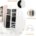 thumbnail image 4 of SAZYY Jewelry Cabinet with Full-Length Mirror, Standing Jewelry Armoire Organizer with 64 Earring Slots, 72 Ring Slots, 20 Necklace Hooks, 4 Storage Shelves, 3 Angle Adjustable, White, 4 of 8