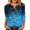 Blue, variant on Sheghy Ladies Lightweight Linen Halloween Crew Neck Three Quarter Sleeve Top Orange S