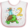 thumbnail image 3 of Inktastic 2nd Birthday Cute Turtle in Party Hat with Confetti Boys or Girls Baby Bib, 3 of 4