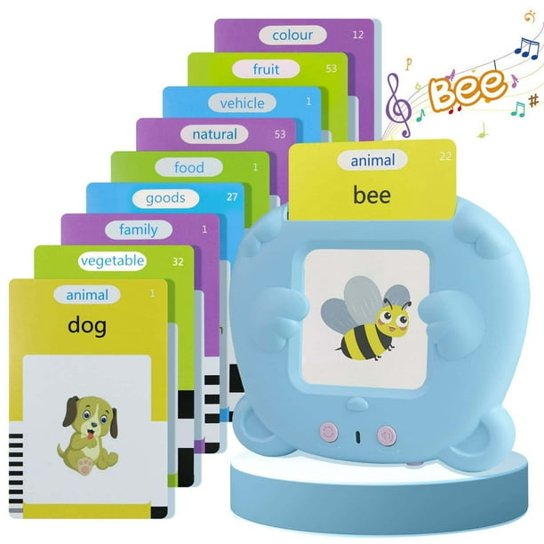 Juguete electrónico educativo de aprendizaje para niños pequeños, máquina de educación temprana, 112 tarjetas, regalo de doble cara, juego de aprendizaje preescolar para niños de 1 a 6 años. Máquina d