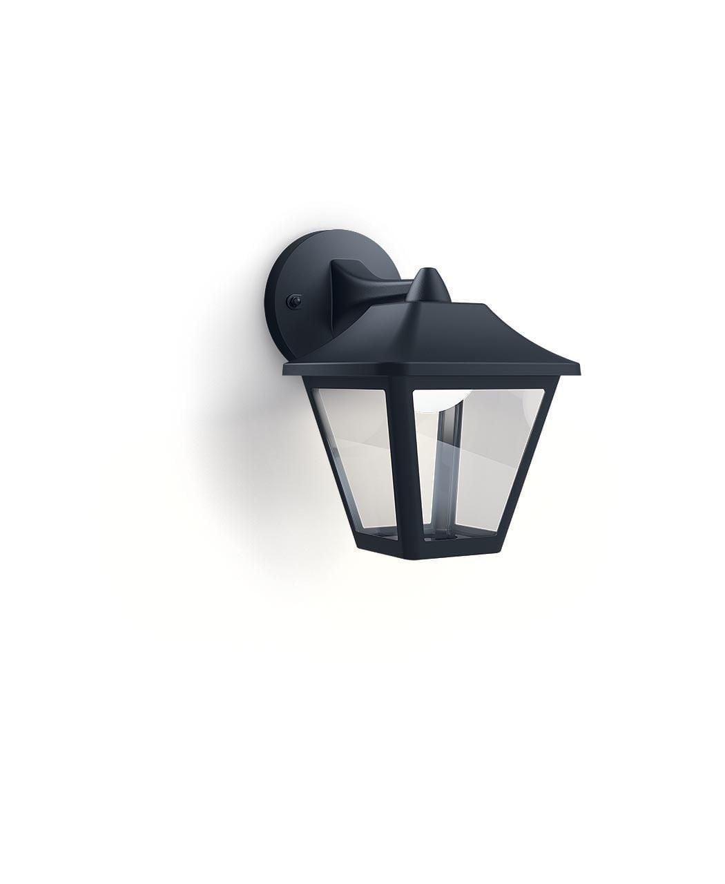 Philips Coach Outdoor Black Large Square Hardwired Wall Light Lantern Sconce With Integrated LED Bright White (3000K) (1-Pack)