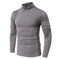 thumbnail image 2 of LYXSSBYX Men's Performance Long Sleeve Shirt Moisture Wicking Crew T-Shirt High Neck Bottoming Shirt Men's Large Size Solid Color, 2 of 3