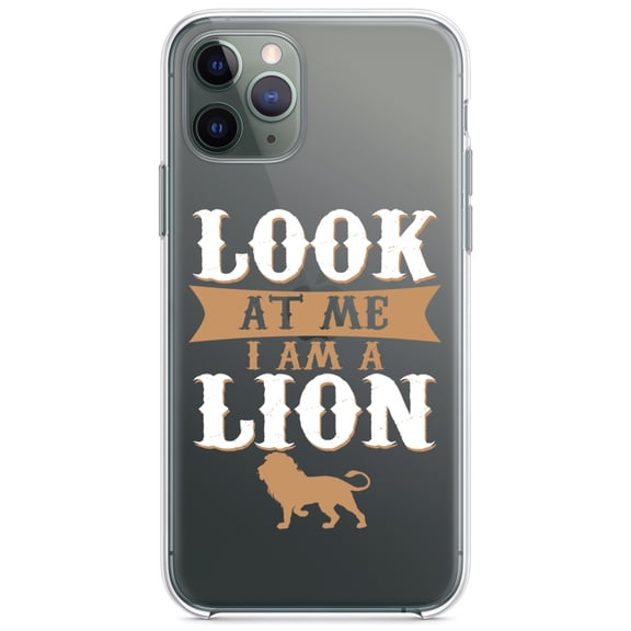 DistinctInk Clear Shockproof Hybrid Case for iPhone 12 MINI (5.4" Screen) - TPU Bumper Acrylic Back Tempered Glass Screen Protector - Look At Me I Am A Lion