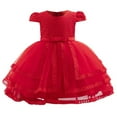 thumbnail image 2 of NAISIBABY Girls Floral Dress, Back Zipper Mesh Embroidered Short Sleeve Tulle Gown Party Pageant Dress Red 18Months, 2 of 6