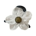 thumbnail image 1 of Pinza para el pelo de malla con girasoles para mujer, accesorio para coleta, de plástico, 8 cm, multicolor (blanco, negro, marrón), elegante diseño floral para uso diario y ocasiones especiales., 1 of 5