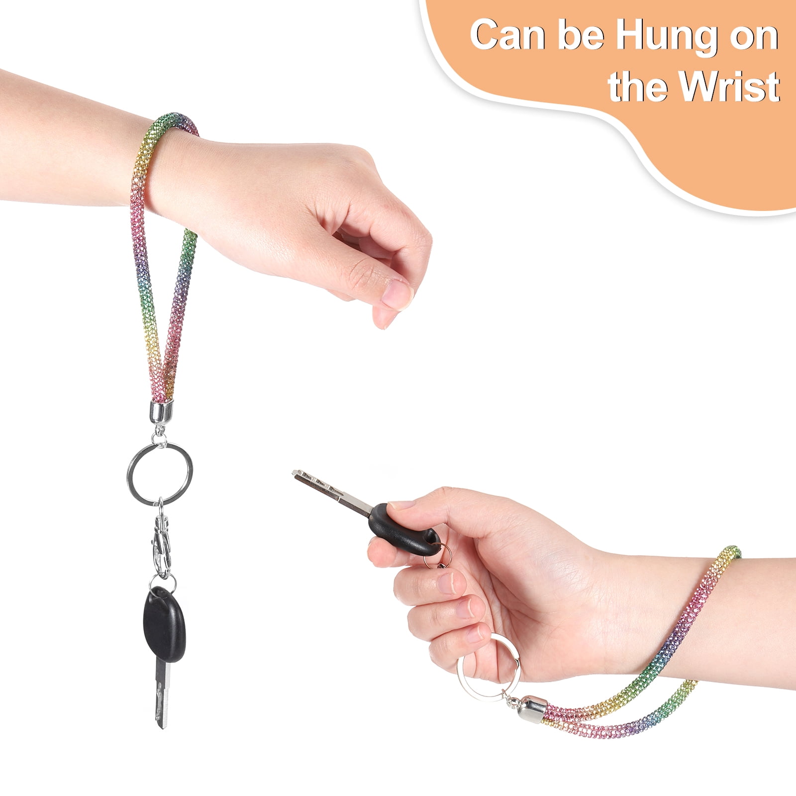 Unique Bargains Crystal Lanyard and Wrist Strap with Metal Clasp and Keyring Red