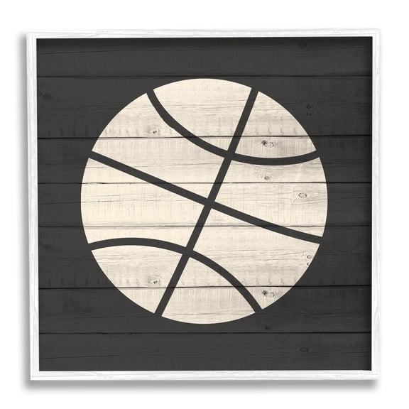 Basketball Shape Rustic Sports Country Pattern Sports Framed Art Print Wall Art, 17x17