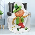 thumbnail image 4 of St Patricks Day Soft Flannel Fleece Blanket, Leprechaun with Gold Coins Irish Folk Magic Character Celtic Myth Cartoon, Cozy Plush for Indoor and Outdoor Use, 60" x 80", Multicolor, by Ambesonne, 4 of 5