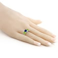 thumbnail image 3 of Gem Stone King 2.46Ct Heart Shape Blue Created Sapphire Green Peridot 925 Silver 3-Stone Ring (Size 9), 3 of 3