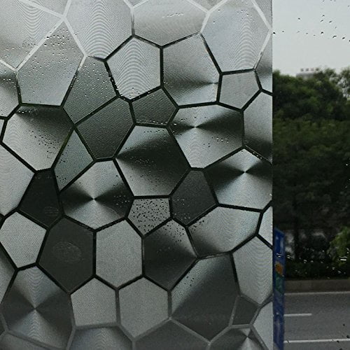Abahub Window Film 3D No Glue Static Decorative Privacy Stained Glass Window Panels, 17.7" X... by