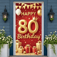 thumbnail image 4 of Golden Decor Happy 80th Birthday Banner Red Background 80th Birthday Display Crown Design Balloon Elements Golden Birthday Backdrop for Elderly Birthday Family Gathering Milestone Party, 4 of 8
