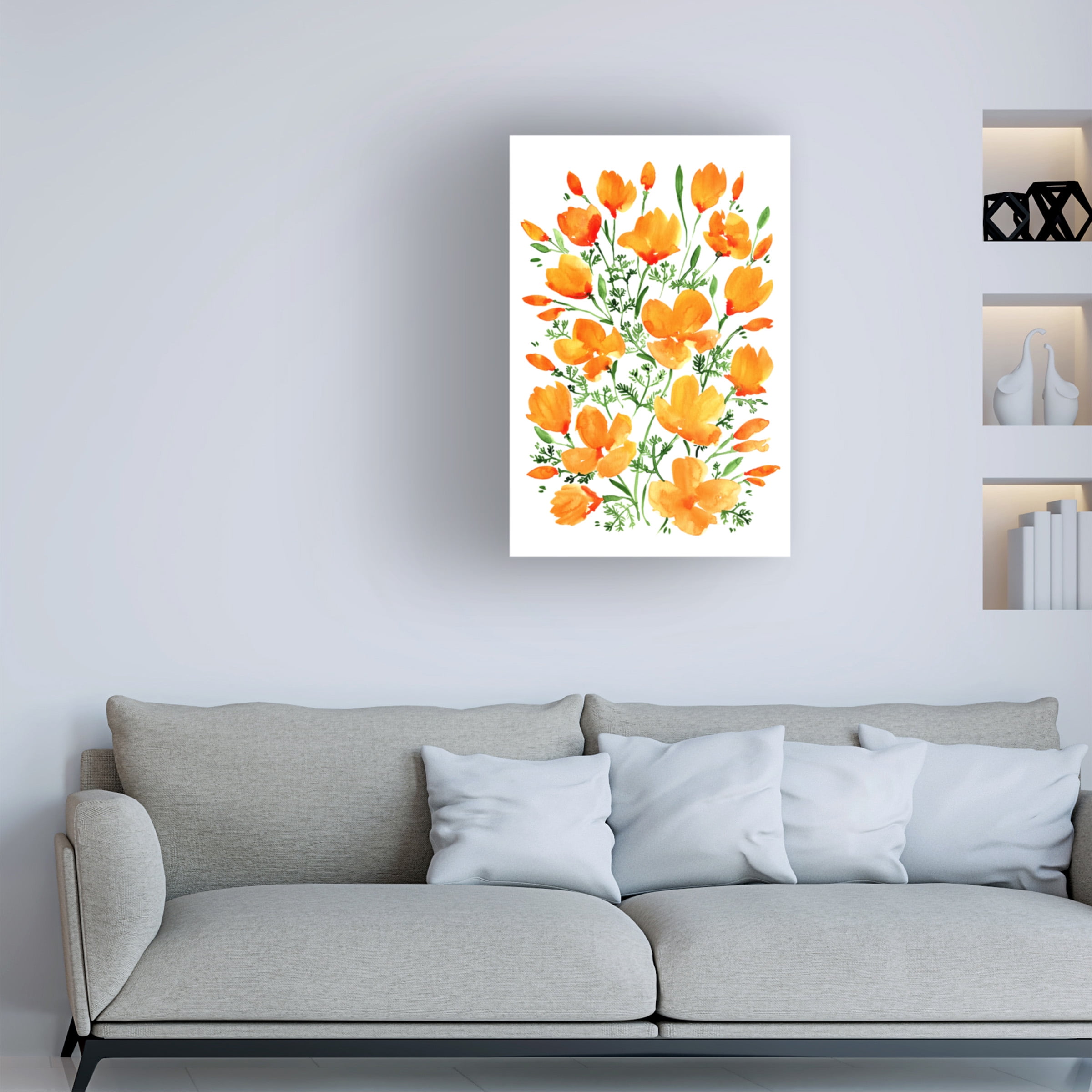 Rosana Laiz Blursbyai 'Watercolor California poppies' Canvas Art