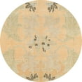 thumbnail image 1 of Ahgly Company Machine Washable Indoor Round Abstract Yellow Area Rugs, 5' Round, 1 of 7