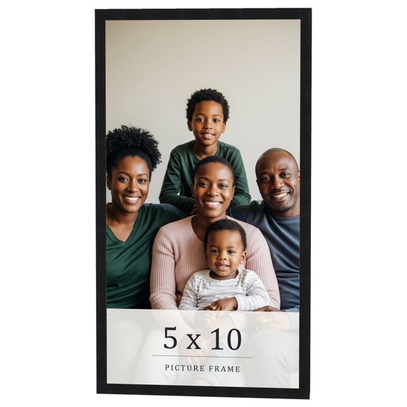 5x10 In Frame Black Real Wood Picture Frame Width 0.75 inches | Interior Frame Depth 0.5 inches |