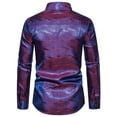 thumbnail image 4 of Telankuip Men's Luxury Jacquard Long Sleeve Dress Shirts Color Contrast Muscle Fit Wedding Party Prom Shirt Lapel Button down Lightweight Comfy Fashion Disco Tops Outfits Purple XL, 4 of 4