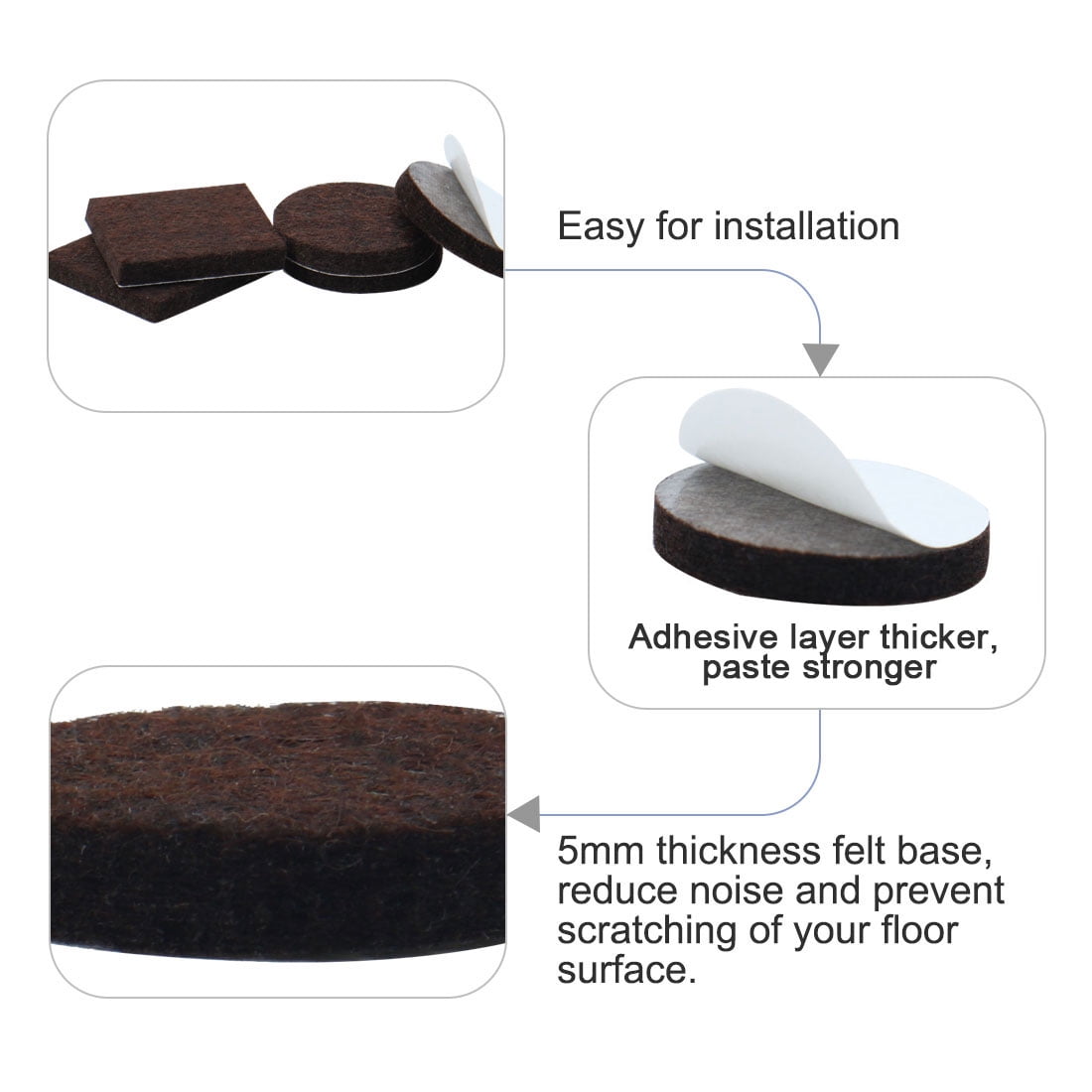 Unique Bargains 24pcs Round Self-stick Non-slip Anti-scratch Felt Pads for Floor Protector