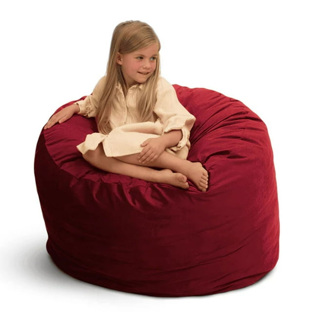 Ultimate Sack 3000 3-Foot Bean Bag Chair Oversized Foam Lounger, Burgundy Suede Cover
