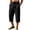 Black, variant on Men Drawstring Elastic High Waist Multi Stitch Hem Knee Length Linen Capri Pants Deep Side Pockets Wrinkle Free Breathable Hot Season Daily Casual Trousers XXXL
