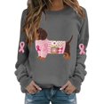 thumbnail image 1 of Jindong Women's Dog Ribbon Breast Cancer Awareness Print Sweatshirt, 1 of 5