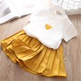 thumbnail image 3 of XBASW 1-6 Years Girls' Skirt Sets Short Sleeve Heart T-Shirt Tops + Mini Skirts Summer Clothing 2 Piece Outfits for Kids Toddler Baby, 3 of 9