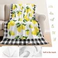 thumbnail image 5 of Yellow Lemon Blanket Soft Cozy Warm Throw Blanket for Couch, Plush Fuzzy Flannel Fleece Blankets for Sofa, Summer Botanical Black Plaid Farmhouse Bed Blankets Lightweight Gifts for Women, 40"x50", 5 of 9