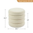 thumbnail image 5 of Zesthouse 20.1" Wide Round Storage Ottoman, Linen Tufted Ottoman Footstool for Living Room Bedroom, Beige, 5 of 14