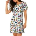 thumbnail image 2 of Yiaed Colorful Numbers Print Women's Loose-Fit Short Sleeve Nightgown, Soft and Comfortable Sleep Dress for Relaxation and Sleepwear, 2 of 6