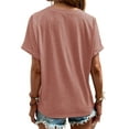 thumbnail image 4 of Solid Color V-Neck Women Short Sleeved Button Henley T-Shirt Tops, 4 of 4
