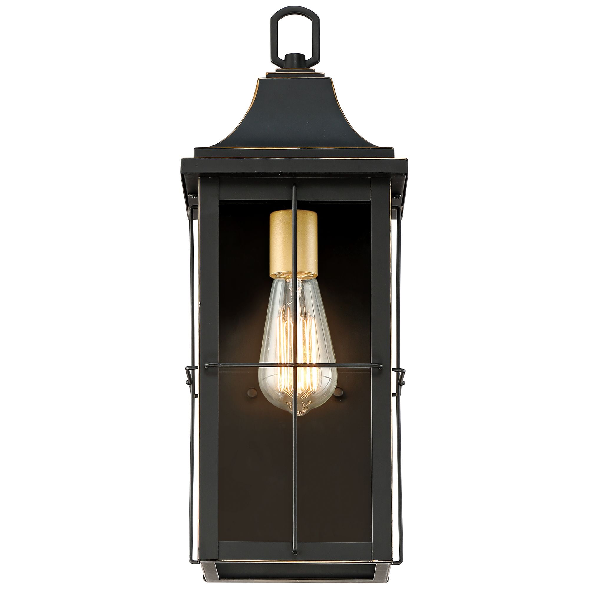John Timberland Sunderland Vintage Outdoor Wall Light Fixtures Set of 2 Black Metal 18 1/2" Clear Glass Panels for Post Exterior Barn Deck