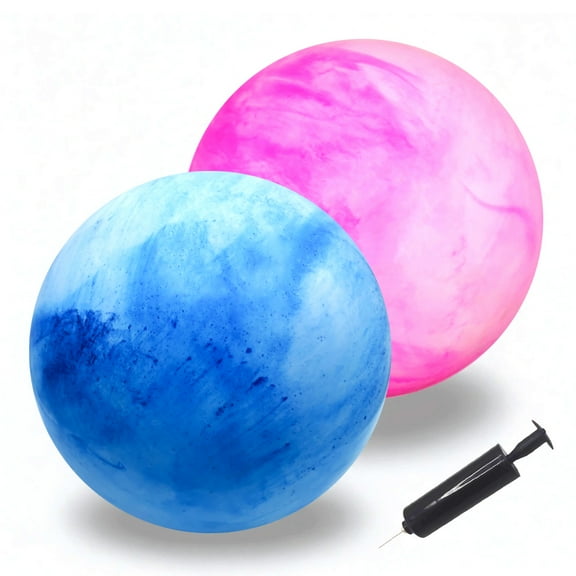 MUNDIDO 2PCS Inflatable Playground Balls, 8.7 Inch Marbleized Bouncy Balls Rubber Kickballs Giant Dodgeballs, for Indoor Outdoor Ball Games