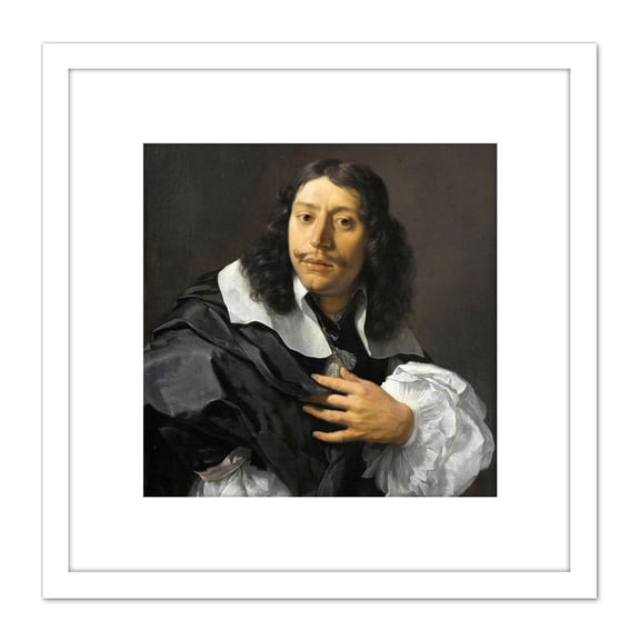 Rembrandt Van Rijn Selfportrait Life Drawing 8X8 Inch Square Wooden Framed Wall Art Print Picture with Mount