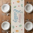 thumbnail image 4 of Table Runner 72 Inches Long for Kitchen Dining, Happy Easter Dresser Scarf Farmhouse, Dining Table Decorations for Wedding/Parties, Green Blue Gnomes Bunny Flowers Striped 14 x 72 In, 4 of 8