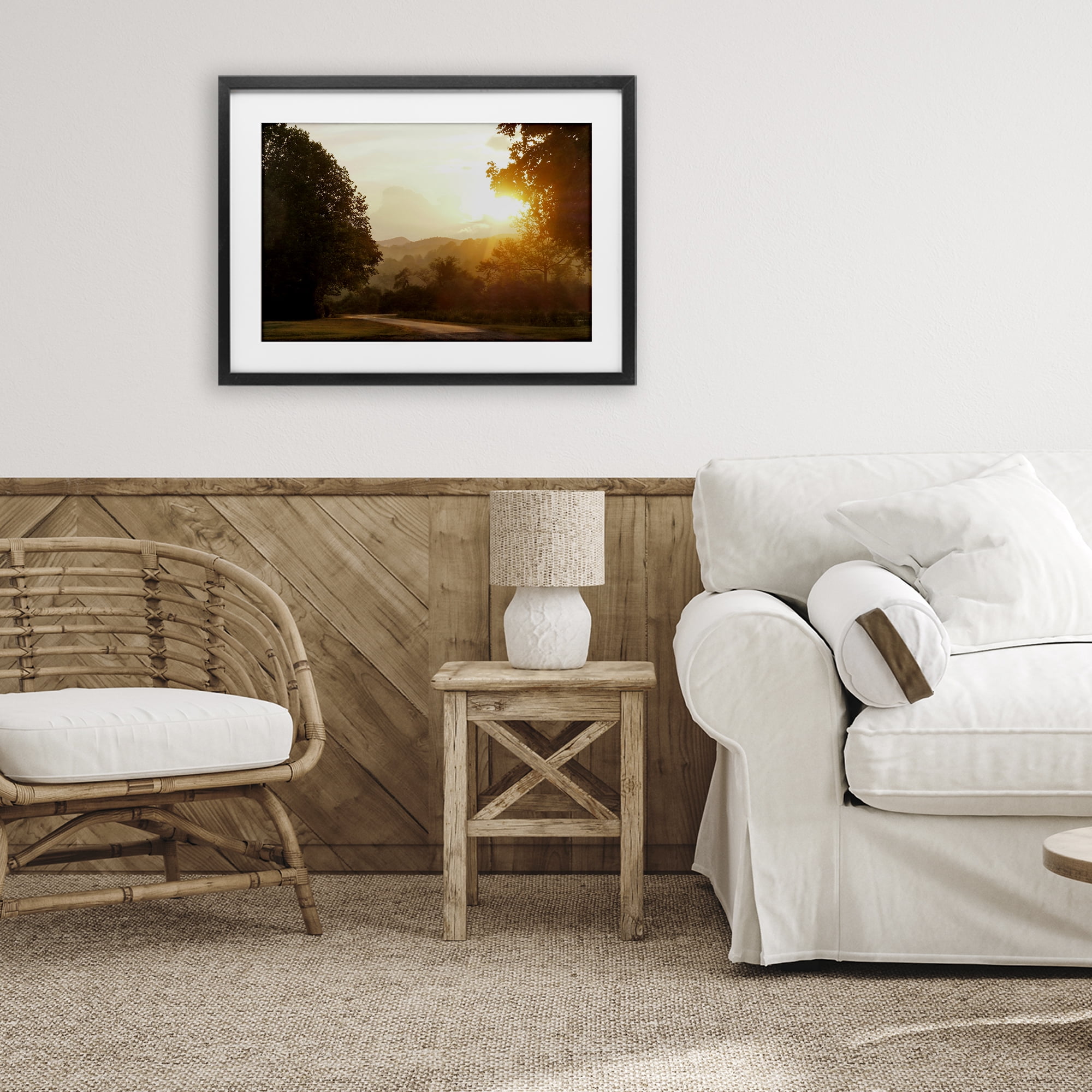 Stupell Industries Golden Morning Between Trees Black Framed Print Under Glass, design by Gail Peck