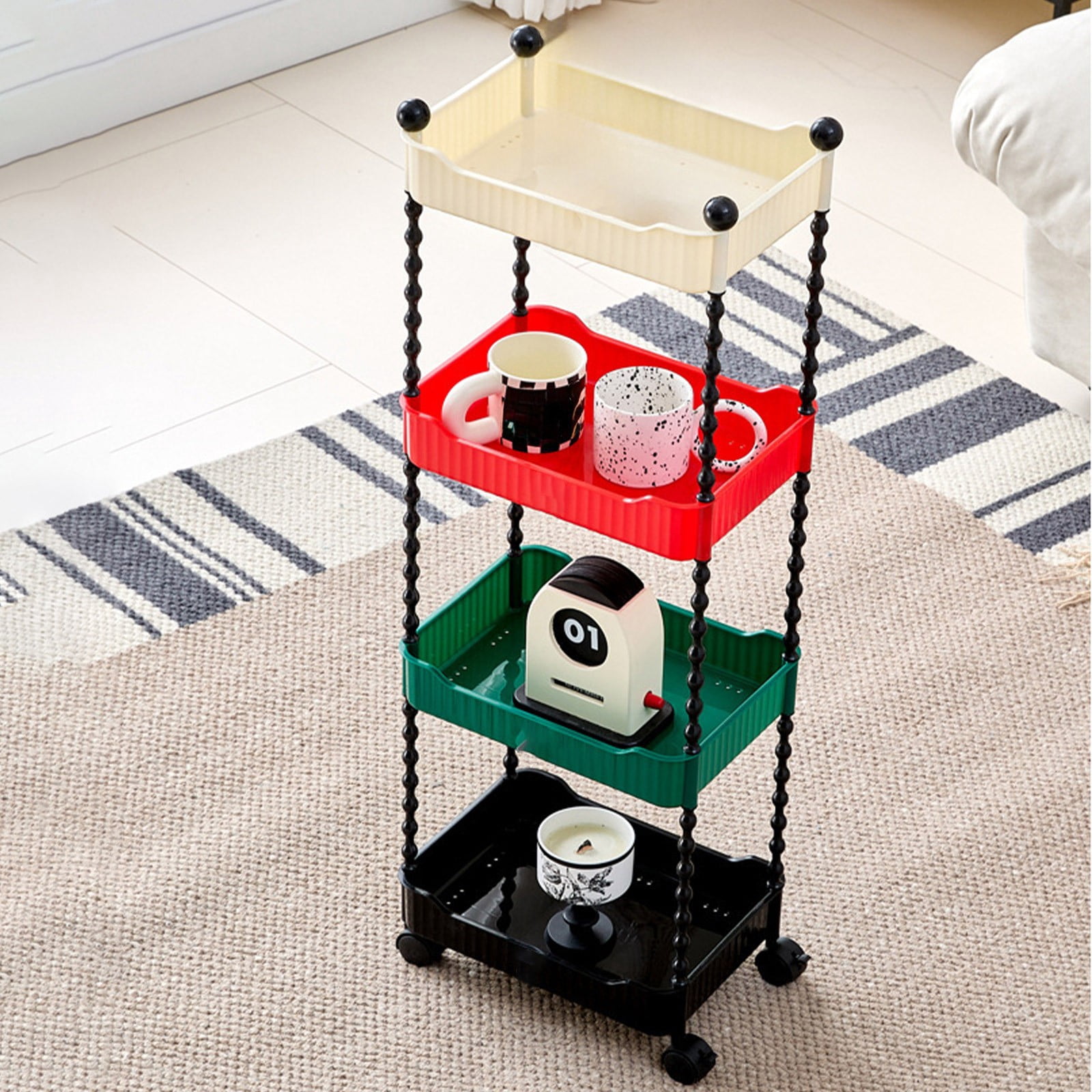 Chariot à Livres à Roulettes - Étagère De Rangement Robuste En Acier Avec Roulettes Pour Bureau, Salle D'Étude, Chambre D'Enfant