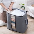 thumbnail image 4 of Organizador de bolsa de almacenamiento de ropa de gran capacidad con asa reforzada, tela gruesa para edredones, mantas, ropa de cama, plegable con cremallera resistente, ventana transparente, 1, 4 of 4