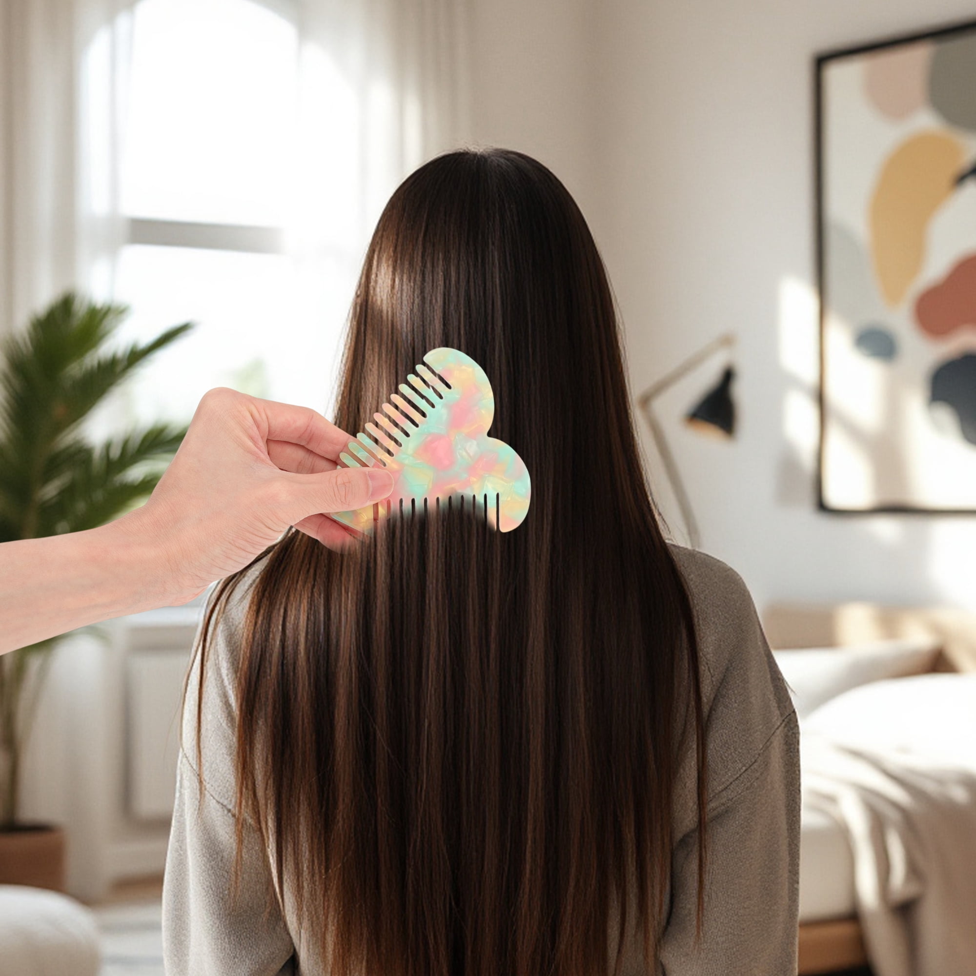Unique Bargains 1 Pc Heart Shaped Hair Comb for Effortless Hair Care Styling Green